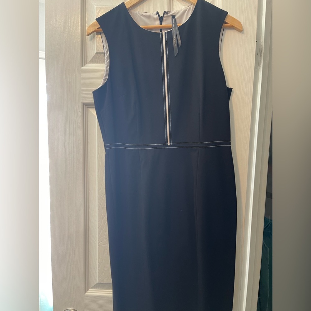 Vintage Black with White Strip Business Dress